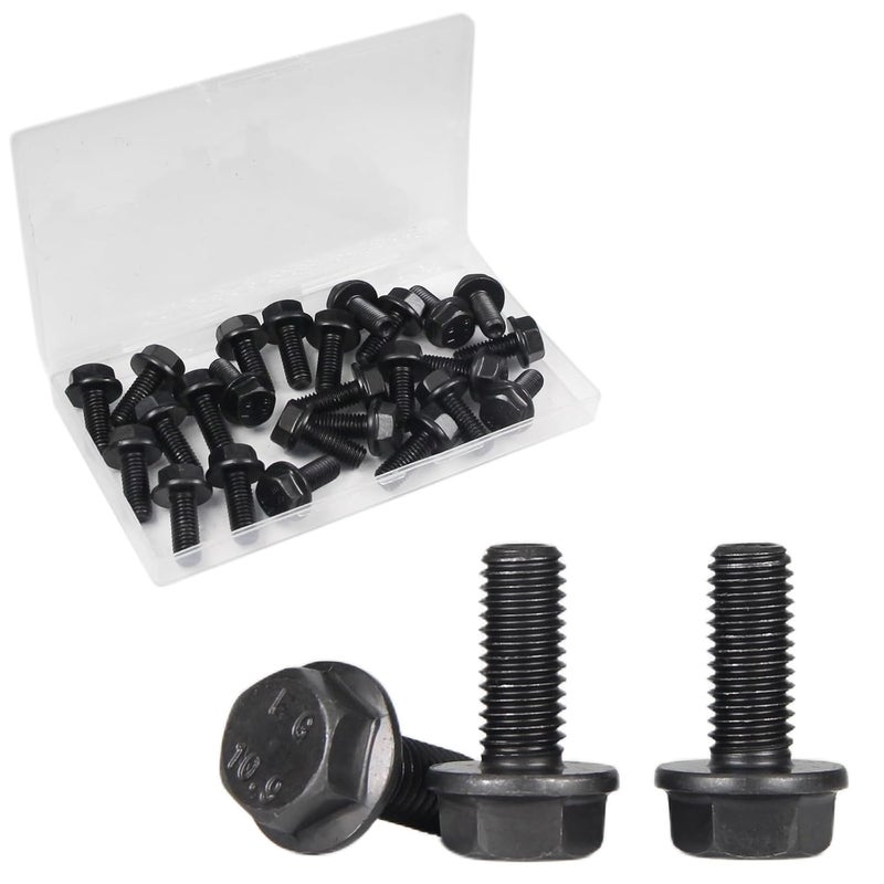 Yinpecly M8-1.25 X 20mm Flanged Hex Head Bolts Flange Hexagon Screws, External Flange Hex Drive Screws,Class 10.9 Black Finish,Alloy Steel, Fully Threaded, 25 PCS - Image 1